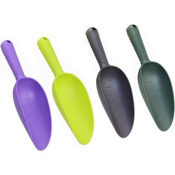 4 Pack Multipurpose Plastic Garden Shovels with Color Graduations for Transplanting Soil, Weeding, Weeding, Digging, Planting