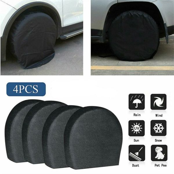 4 Pack Waterproof Tire Cover Spare Tyre Wheel Rv Trailer Camper Anti-corrosion Tyre Protector Black l Thsinde