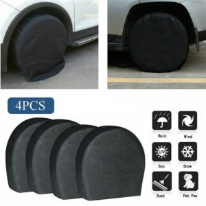 4 Pack Waterproof Tire Cover Spare Tyre Wheel Rv Trailer Camper Anti-corrosion Tyre Protector Black s Thsinde