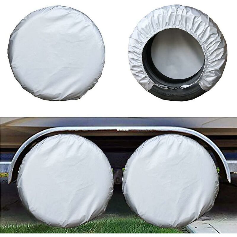4 Pack Waterproof Tire Cover Spare Tyre Wheel Rv Trailer Camper Anti-corrosion Tyre Protector Silver s Thsinde