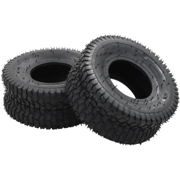 4 Piece Wheelbarrow Tire and Inner Tube Set 15x6.00-6 4PR Rubber VD06492 - Hommoo