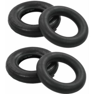 4 Piece Wheelbarrow Tire and Inner Tube Set 3.50-8 4PR Rubber VDTD06490 - Topdeal