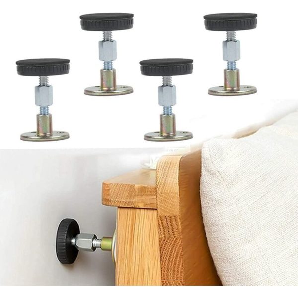 4 Pieces Adjustable Threaded Bed Frame Anti-Shake Tool Telescopic Bracket, Headboard Plug Set Anti-Shake Fixer Anti-Vibration Fixings for Home