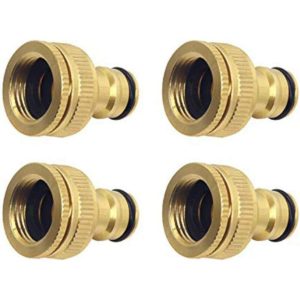 4 Pieces Garden Brass Faucet Connector, 1/2 Inch and 3/4 Inch 2-in-1 Female to Slotted Adapter