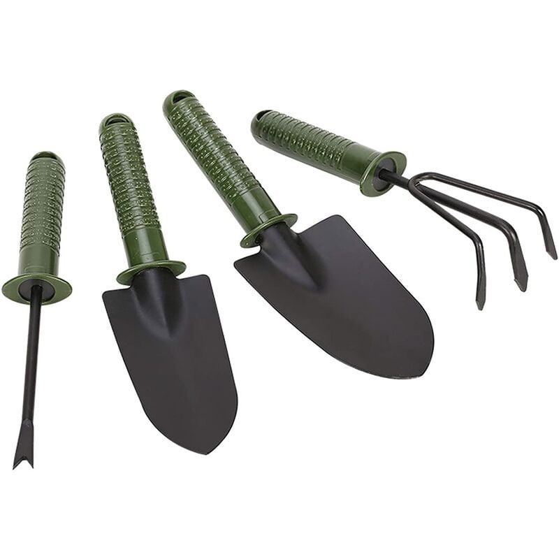 4 Pieces Gardening Tool Set Aluminum Alloy Gardening Kits Gardening Spade Cup Rake and Shovel Set for Potted Plants for Garden Plants Indoor Outdoor