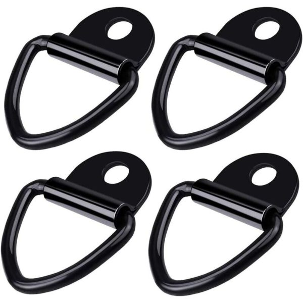 4 Pieces Tie Down Ring, D-Ring Ring Trailer, Heavy Duty Stainless Steel Tie Down Tie-Down Hook, for Trailers Trucks Trucks Boat Rope Storage - Black