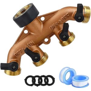 4 Way Adapter Nozzle Switch Connector with 4 Shut Off Valves for Garden Irrigation Watering