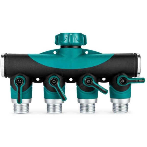 4 Way Garden Hose Divider, Heavy Duty Water Manifold, Water Hose Divider, 4 Way Hose Connector, Faucet Divider, Outdoor Faucet Divider - Garden Lawn