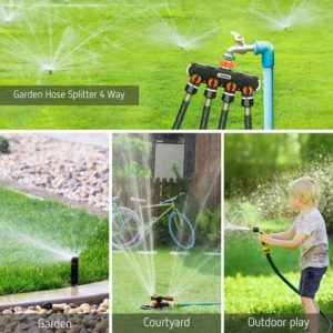 4 Way Garden Hose Splitter Water Hose Connector, Faucet Adapter with Comfortable Rubberized Grip for Drip Irrigation, Lawns