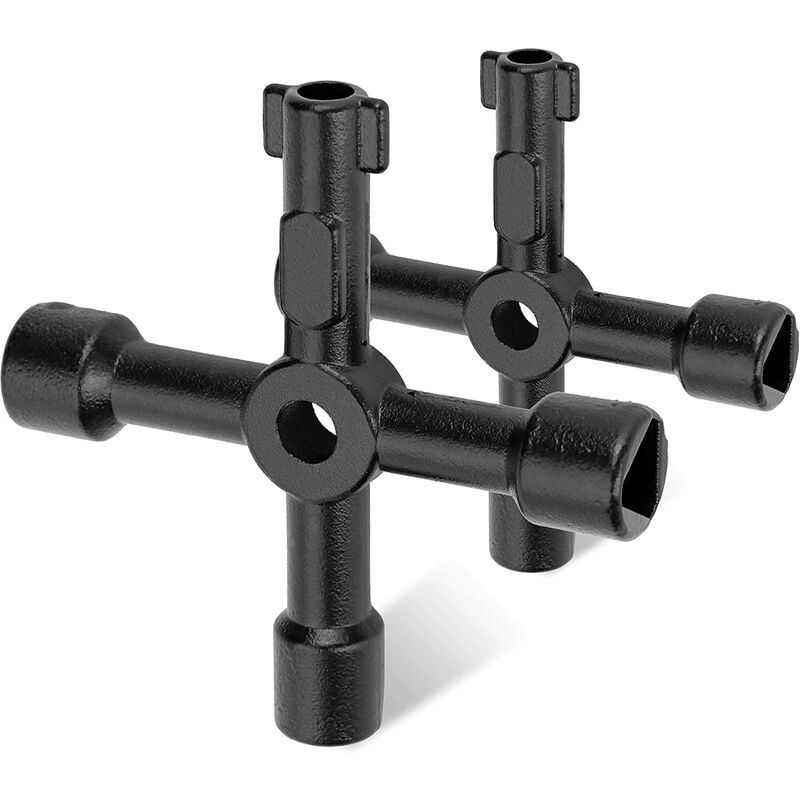 4 Way Multi-Functional Universal Cross Key Zinc Alloy Plumbers Electricians Valve Tools Black Keys, 2 Pack HT0099-SY-2UK - Hautmec
