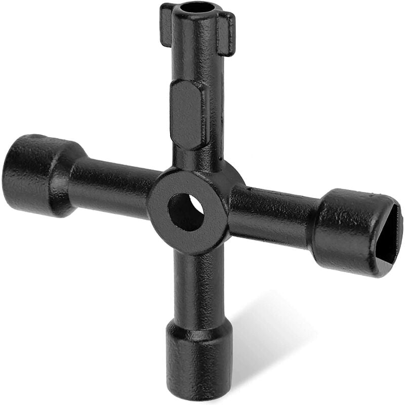 4 Way Multi-Functional Universal Cross Key Zinc Alloy Plumbers Electricians Valve Tools Black Keys, HT0099-SY-UK – Hautmec