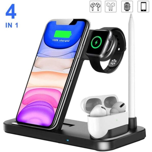 4-in-1 wireless charger, wireless charging station for Apple Watch series, AirPods Pro, Apple Pencil