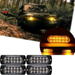 4 pcs 12-24V led Strobe Lights Car Bulb Lighting Trailer Flashing Emergency White Hazard Lights Universal Strobe Beacon Car Flashing Safety for Truck