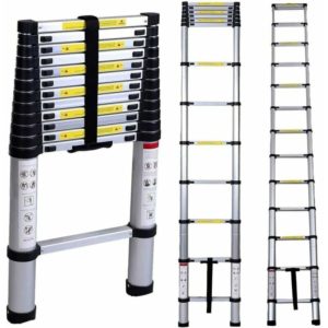 4.4m Aluminum Telescopic Ladder , Multifunction High Telescopic Goal Loft Ladder Telescopic Ladder Black