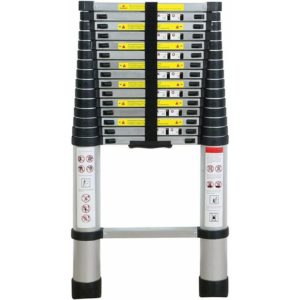 4.7M Aluminum Telescopic Ladder DIY Foldable Retractable Ladder Multifunction Load 150kg, Black