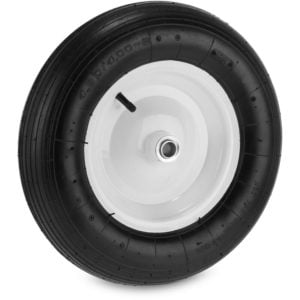 4.80 4.00-8 Wheelbarrow Tyre, Pneumatic Spare Wheel with Steel Rim and Valve, for Hand Carts, Black/White - Relaxdays