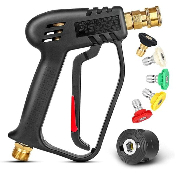 4000 psi Pressure Washer Gun with 5 Interchangeable Spray Nozzles, Jet Wash Gun with 1/4 Quick Connect and M22 Coupler