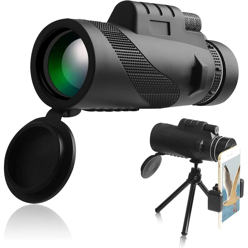 40x60 High Definition Monocular Telescope with Smartphone Holder and Tripod, Portable fmc BAK4 hd Waterproof for Mountain Bike, Road Bike, Camping,