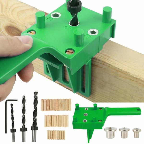 41 PCS Dowel Drilling Jigs Dowel Drilling Jig Kit Straight Hole Joinery Dowel Jig with 6/8/10mm Dowel Centerer for Hand Wood Dowel (Green)