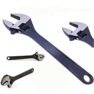 450mm 18" Long Adjustable Spanner 42mm Wide Jaw Adjustable Wrench Strong Forge Steel Multi Function Tool for Household Workshop Garage