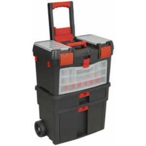 452 x 255 x 850mm Portable Tool Chest / Toolbox - Multi Compartment Wheeled Unit