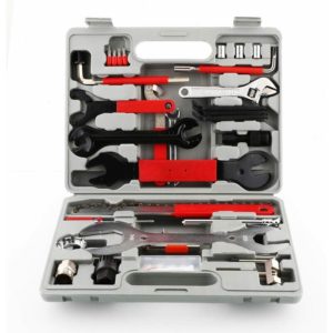 48 part bicycle tool kit for repairs and maintenance, with carrying case and multi tool