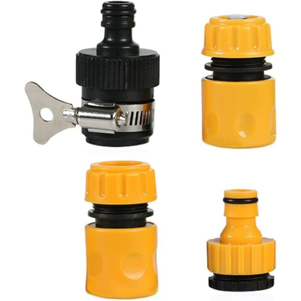 4pcs Hose Quick Coupler Kit, Plastic Quick Hose Coupler Garden Hose Coupler for Garden Hose 1/2', 3/4' Hose Quick Connect