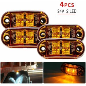 4pcs Orange 12V/24V Side/Front/Rear Marker Lights, Universal led Indicator, Position Indicator for Truck/Trailer/Caravan/Lorry/Car/Boats 72x34x20mm