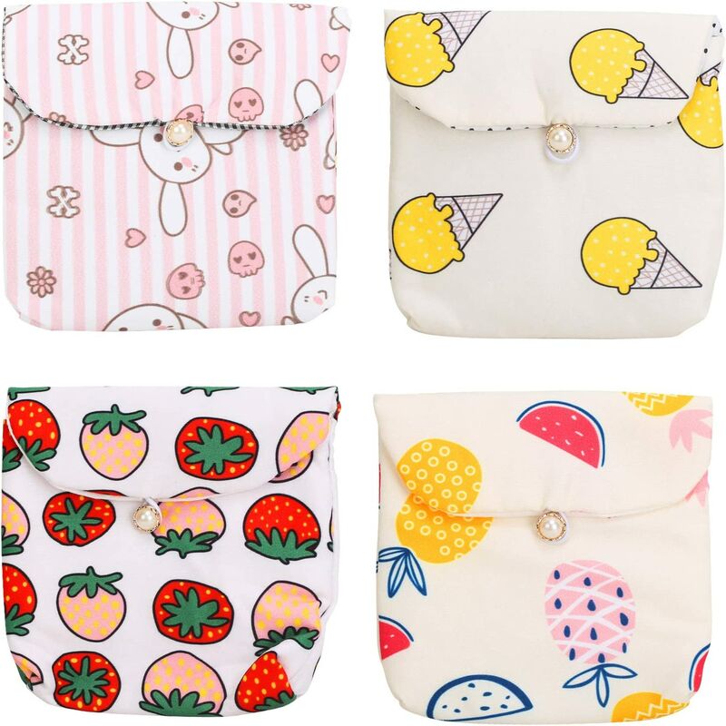 4pcs Sanitary Napkin Bag Sanitary Pad Storage Organizer Sanitary Pads Storage Bags Menstrual Cup Pouch Portable Tampons Collect Bags