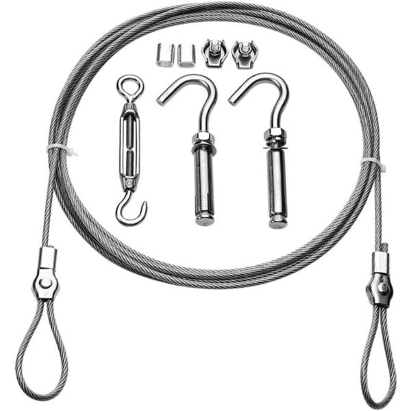 5 Meters Stainless Steel Rope Hanging Kit, BR-Vie Stainless Steel Cable Rope, Outdoor Clothes Line, Outdoor Wire Rope, for Tent Rope, Washing Line,