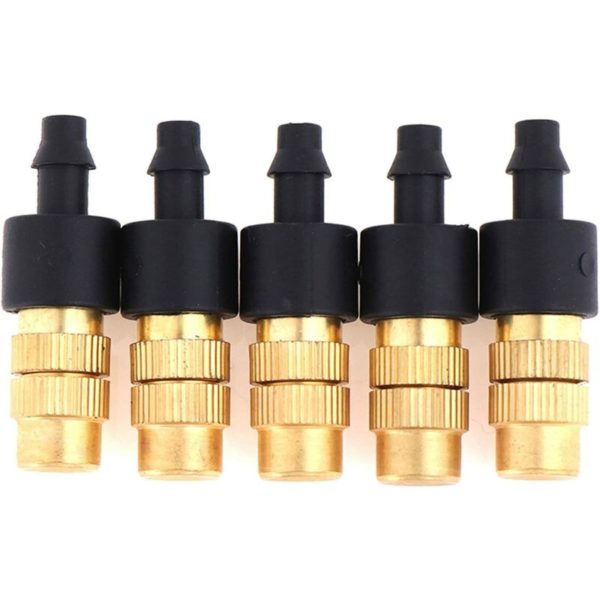 5 Pcs Gold Garden Irrigation Atomizer Sprinklers Agricultural Atomizer Sprayer Copper Mist Cooling Nozzles 4/7mm Hose