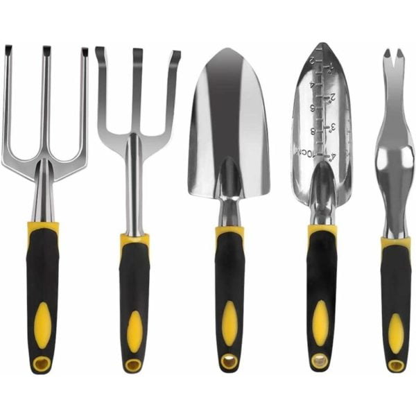 5 Piece Aluminum Garden Tool Set Garden Tool Set Includes Fork Weeder Claw Planter Soil Shovel for Gardeners Gardening Gift Set