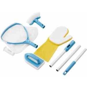 5-piece pool cleaning set with landing net Pool brush Telescopic pole 83 cm - Arebos