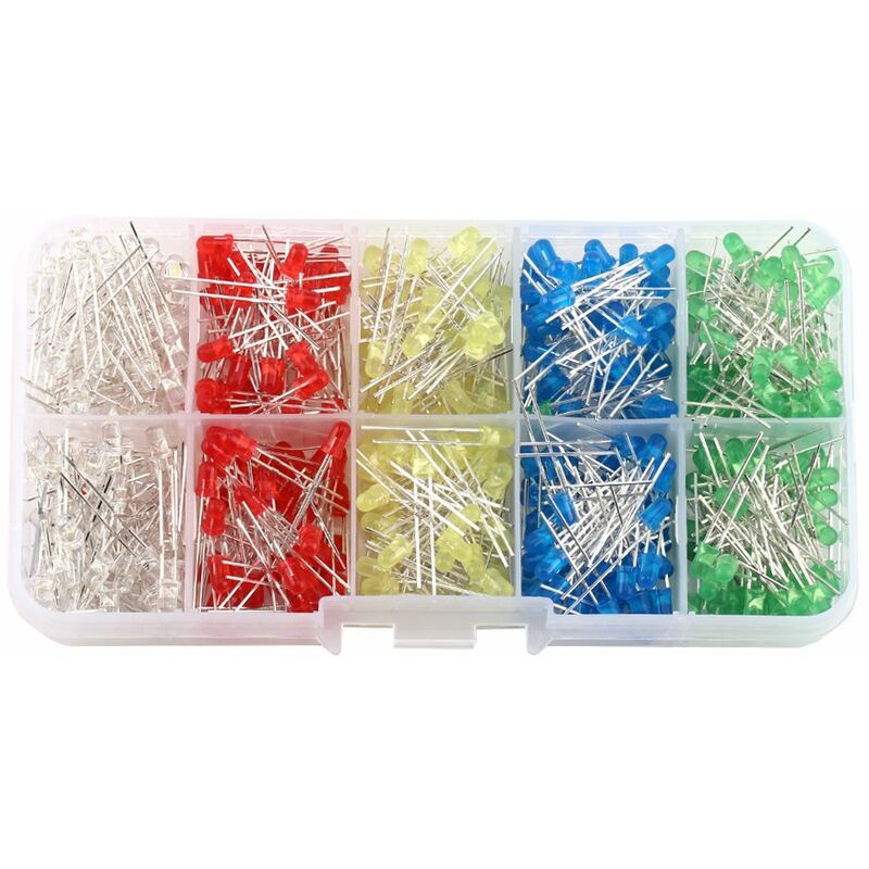 500 Pcs 3mm Emitting Diode led Light diy Kit White Red Blue Green Yellow - Litzee