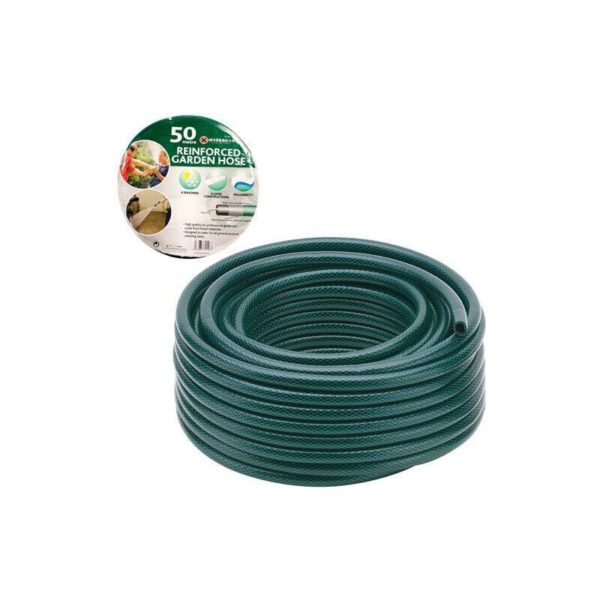 50M garden hose pipe reel reinforced tough 50 metre outdoor hosepipe green new