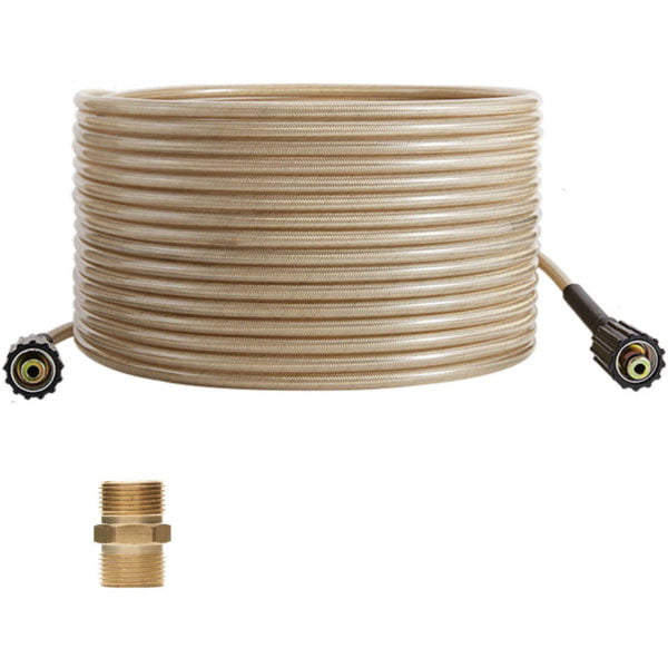 50ft 5000PSI High Pressure Washer Hose M22 Connector Replacement Extension Hose,model:Beige