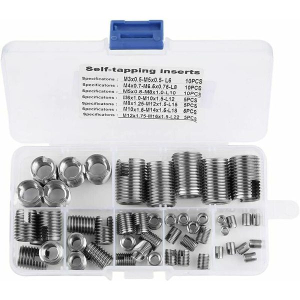 50pcs 302 Stainless Steel Self Tapping Threaded Inserts Helical Self