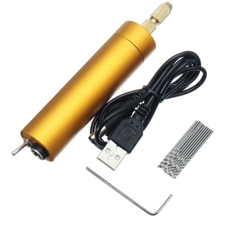 5V dc Mini Aluminum Electric Motor Hand Drill + 10Pcs Twist Bits diy for Wood pcb