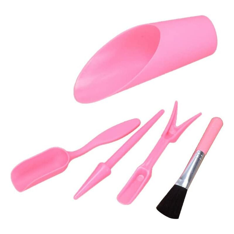 5pcs Plant Transplant Tool Set Plastic Shovel Gardening Drill Shovel Trowel Bucket Brush Spoon Gardening Supplies Set - Pink