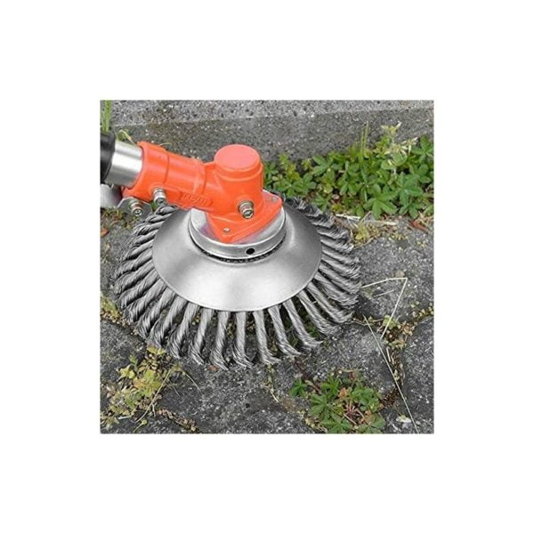 6'' Grass trimmers Strimmer Head Garden Trimmer Wire Brush Solid Steel Wheel Weed Razors Snow Island Plough Rope Mower for Lawn Rotating Replacement