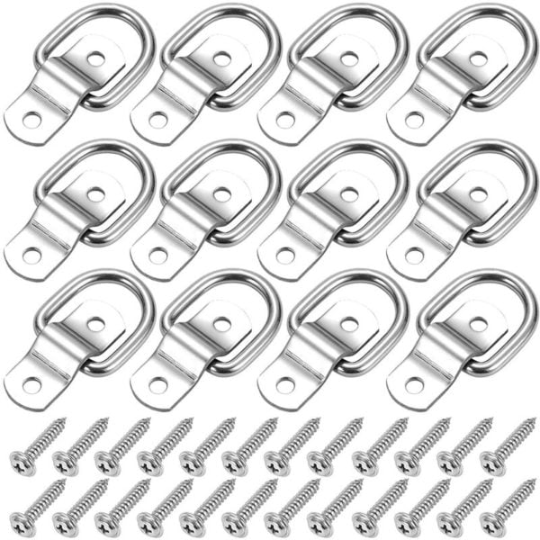 6-Pack D-Ring Tie Down Anchors Heavy Duty 1/4 'Stainless Steel Trailer Tie Down Hooks for Truck, Trailer, rv, Warehouse, Boat, Cargo Control and