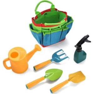 6 Pcs Kids Gardening Tools Set, Watering Kettle Shovel Rake with Carrying Bag, Garden Toys Gift for Baby Preschool Boys Girls - As Image Show, 6 pcs