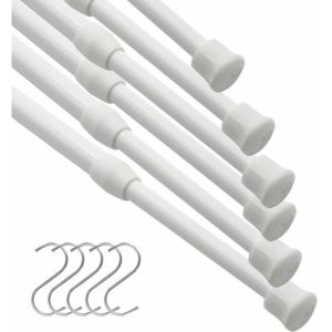 6 Pcs Telescopic Curtain Pole Extendable Rod 43-70 Spring Tension Rod No Drilling Shower Curtain Rod for Shower or Bathtub