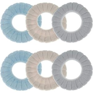 6 Pcs Toilet Seat Cover Pads Washable Cloth Toilet Seat Warmer Cushion Mat Winter Pumpkin Toilet Seat Lid Cover Bathroom Stretchable Toilet Seat