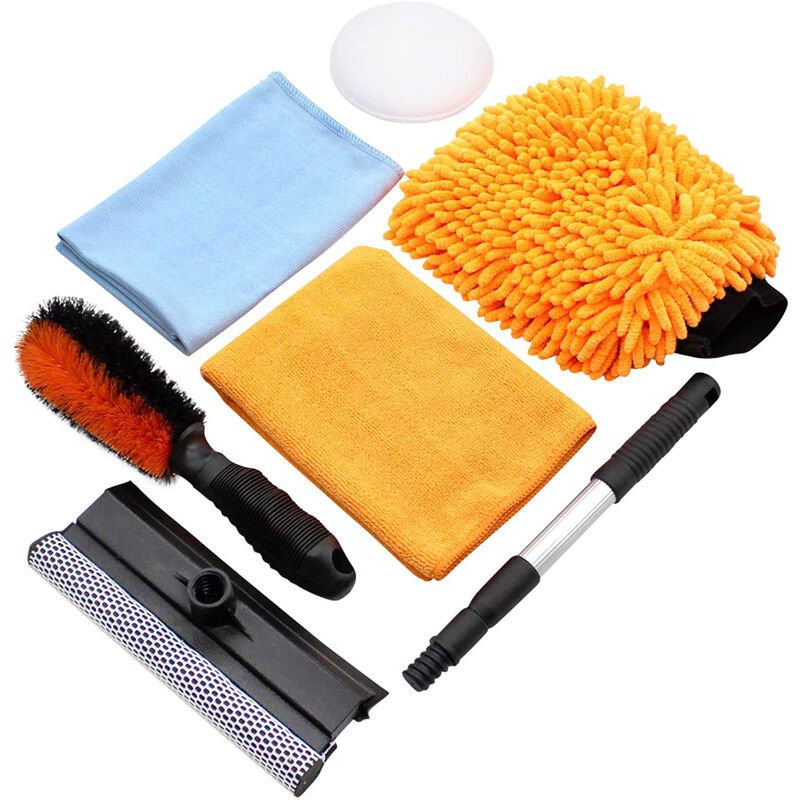 6 Piece Car Cleaning Kit,Betterlife Car Wash Set Including Window Squeegee Gloves, Cleaning Sponge, Microfiber Cloth, Interior Cleaning Supplies