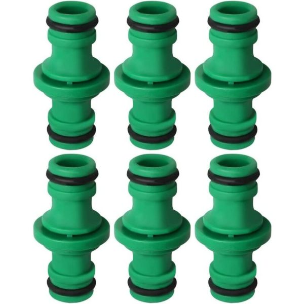 6 Pieces Double Hose Connector, Double Male Hose Connector Plastic Hose Fittings for Join Tube (Green)