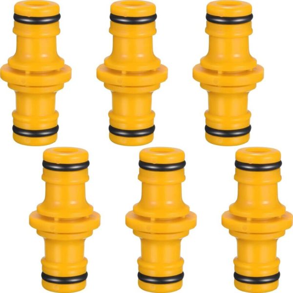 6 Pieces Double Male Hose Connector Hose Fittings for Join Garden Hose Tube (Yellow)