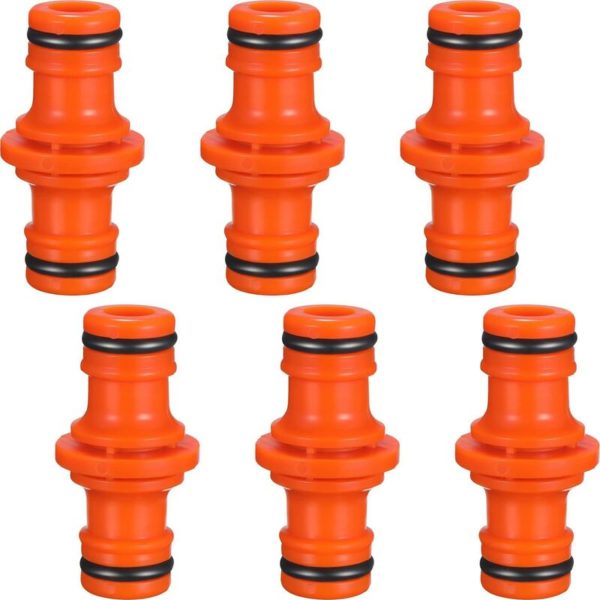 6 Pieces Double Male Hose Connector Hose Fittings for Joining Garden Hose Tube (Orange)