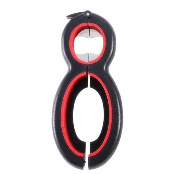 6 in 1 Multi Opener, 6 in 1 Happy Opener Tool, All in One Jar Gripper Can Wine Beer Lid Twist Off black red