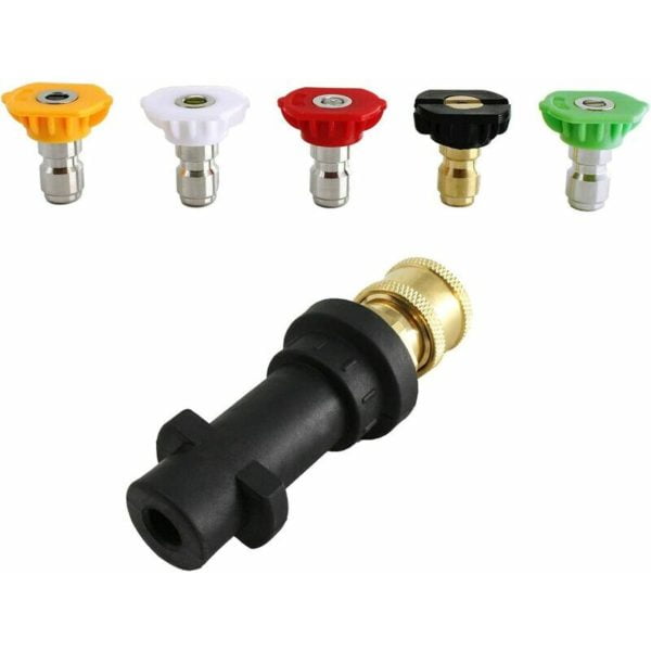 6.35mm Quick Connect Pressure Washer Adapter with 5 Nozzle Tips 1 Piece